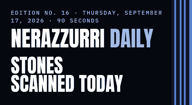 Nerazzurri Daily Edition No. 16, Thursday, September 17, 2026 — Stones scanned today