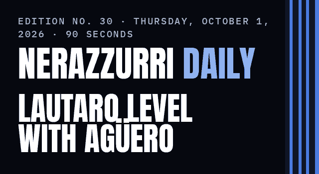 Nerazzurri Daily Edition No. 30, Thursday, October 1, 2026 — Lautaro Martínez draws level with Agüero for Argentina